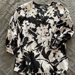 Lauren by Ralph Lauren bulk/white 3/4 sleeve blouse.
